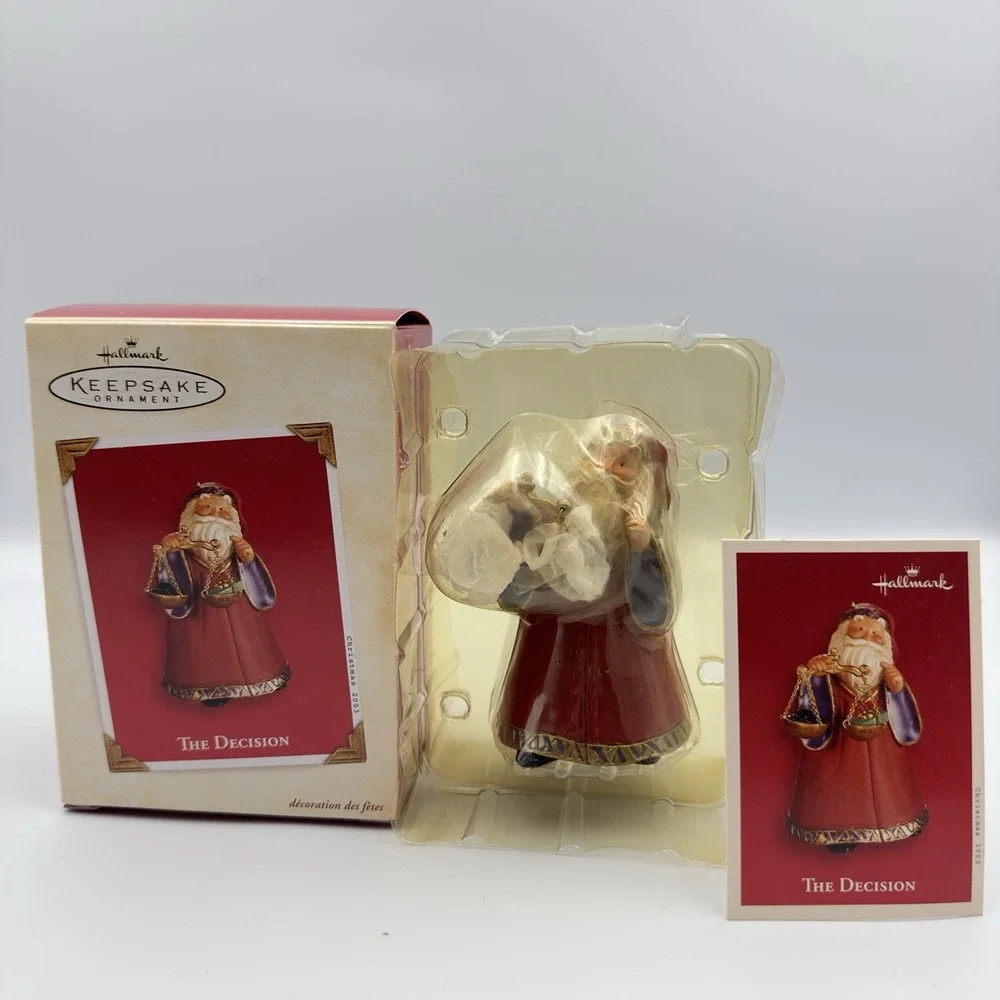 2003 Hallmark Christmas Ornament The Decision Naughty Nice coal scales judge NEW